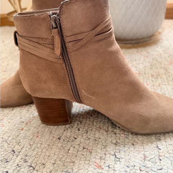 Women's Tan Suede Ankle Boots - Picture 3 of 8